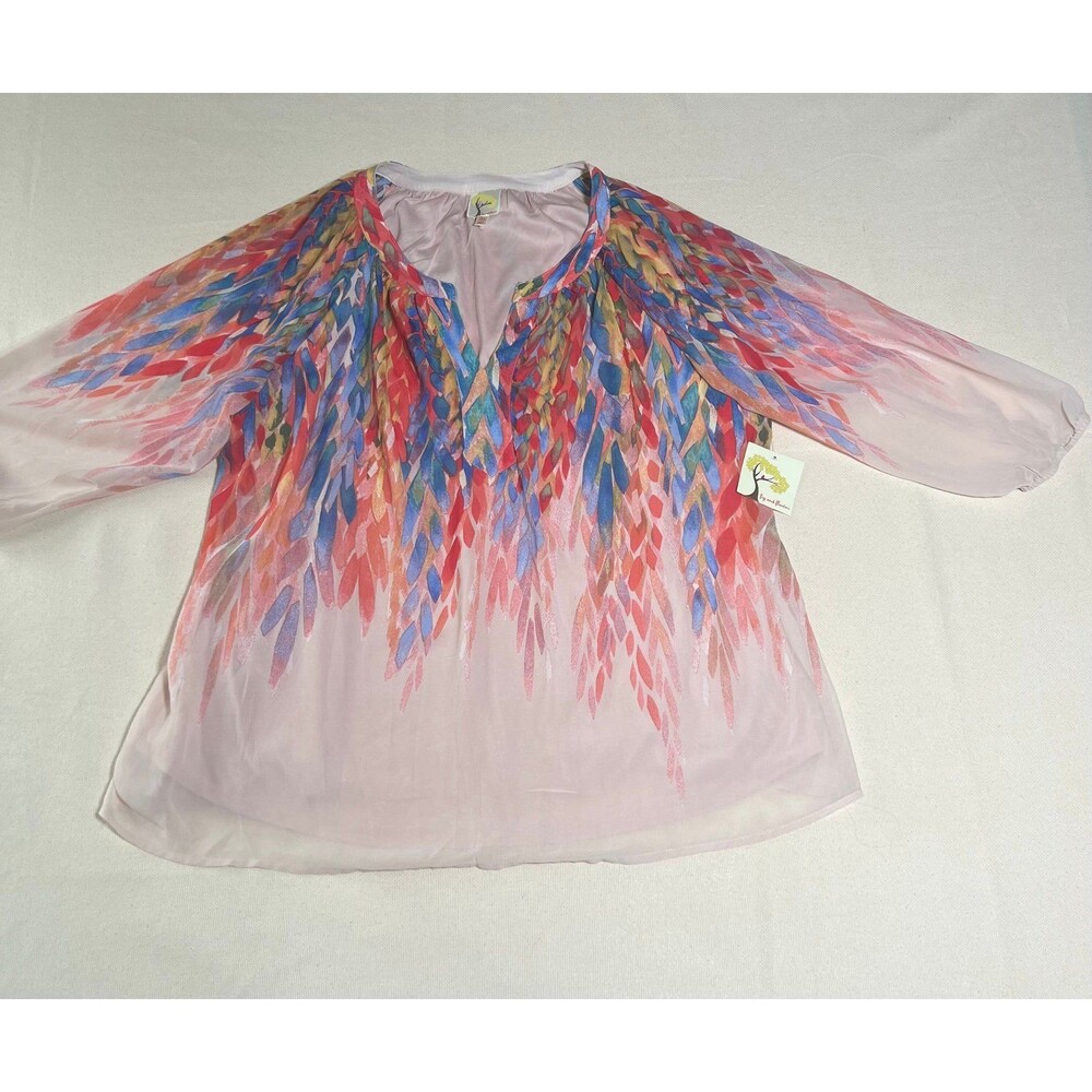 Fig and Flower Peasant Blouse Top Chiffon Plus Sz 3X Spring New